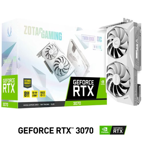 Tarjeta de Video Nvidia GeForce RTX 3070, ZOTAC TWIN EDGE OC WHITE, ZT-A30700J-10PLHR, 2 AÑOS DE GARANTIA NACIONAL