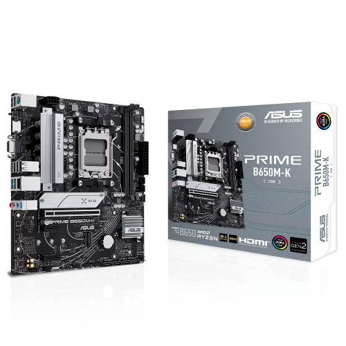 Tarjeta Madre ASUS Prime B650M-K, Micro-ATX, AM5, AMD B650, Up to 128GB DDR5, HDMI, PRIME B650M-K