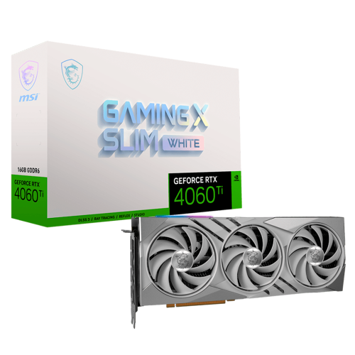 Tarjeta de Video MSI GeForce RTX 4060 Ti GAMING X SLIM 16G, White, 16GB 128-bit GDDR6, PCI Express x8, 912-V517-001