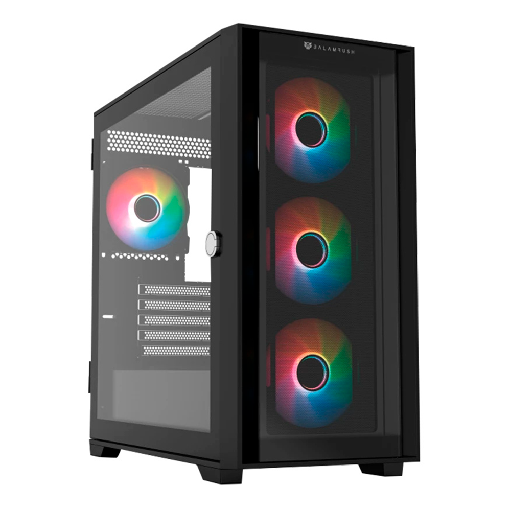Gabinete Balam Rush Carbono Twin Mate 6000, Midi-Tower, Micro-ATX/Mini-ITX, USB 3.0/2.0, Sin Fuente, 4 Ventiladores RGB Instalados, Negro, BR-938815