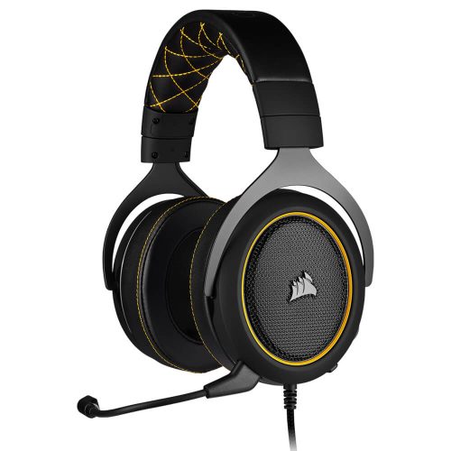 Diadema Corsair HS60 Pro Surround Edition Amarillo con Microfono, 7.1 Canales (con Adaptador USB - Solo PC) Alambrica Estereo 3.5mm, PC - PS4 - XBOX ONE - Switch, CA-9011214-NA
