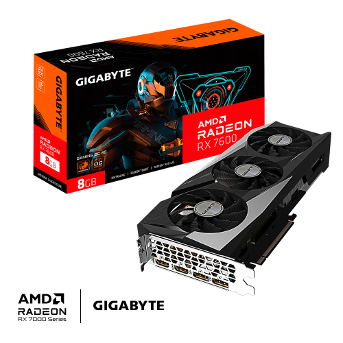 Tarjeta de Video Gigabyte AMD Radeon RX 7600 GAMING OC 8G, 8GB, 256-bit GDDR6, PCI Express 4.0, GV-R76GAMING OC-8GD/ NAVIDAD