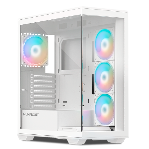 Gabinete Munfrost POLARIS, Cristal templado, ARGB, ATX-Micro ATX-Mini ITX, WHITE, 4 Ventiladores ARGB Incluidos, CGPOLARISWMFT/