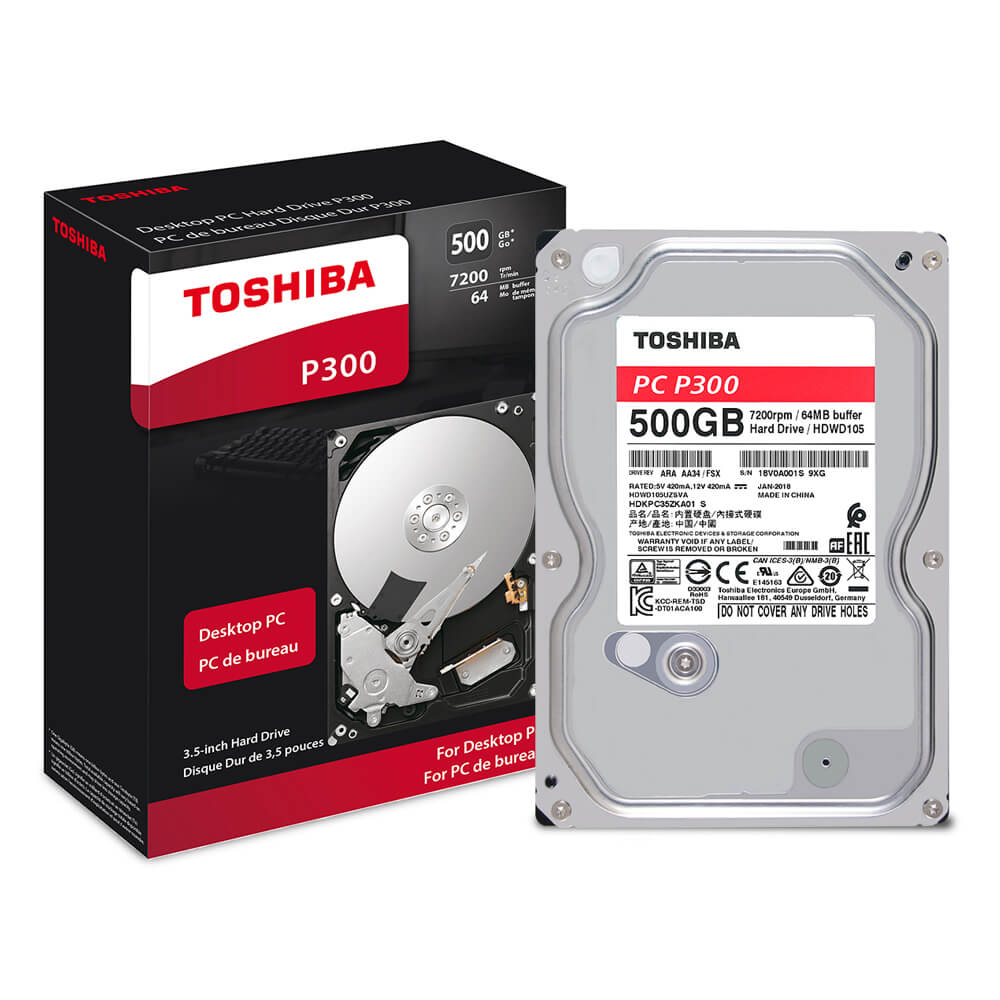 Disco Duro Interno Toshiba P300 500GB 3.5" SATA3 7200RPM, Nuevo, HDWD105XZSTA