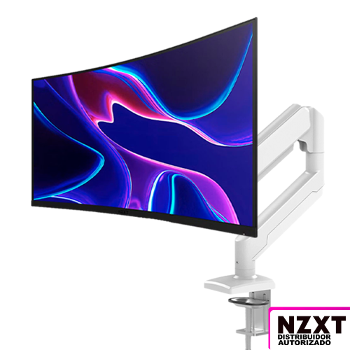 Monitor Curvo Profesional 32 NZXT CANVAS 32Q, HDMI x2, USB 3.0 x2 USB-C x1, DP, QHD, HDR 10, AMD FreeSync Premium y G-Sync Compatible, 165Hz, 1ms + Soporte Para Monitor NACEB NA-0213, Blanco