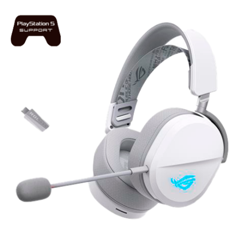 Diadema Gamer ASUS ROG PELTA, Wireless, ROG SpeedNova 2.4 GHz, USB-C, Ligeros, Micrófono de Banda Superancha de 10 mm, Blanco, A501 ROG PELTA/WHT/ NAVIDAD