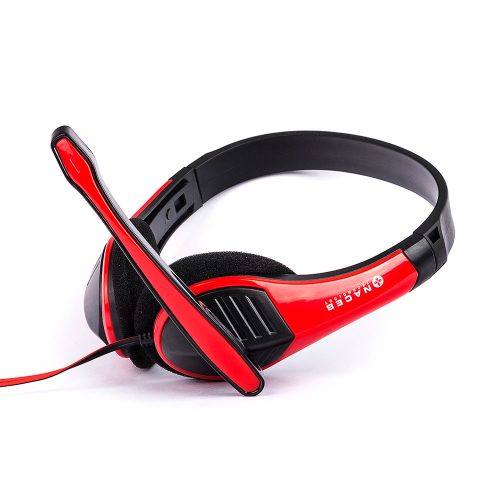 Headset Naceb NA-589R, Roja, Con Microfono, Audio Alta Definición