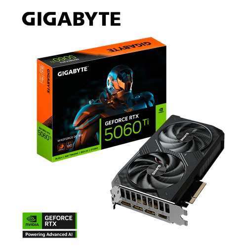 Tarjeta de Video GIGABYTE NVIDIA GeForce RTX 5060 Ti WINDFORCE OC Edition, 16GB, 128-bit GDDR7, PCI Express Gen 5, GV-N506TWF2OC-16GD