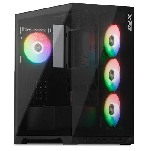 Gabinete XPG Invader X Black, Cristal Templado, ATX, USB 3.2, Audio HD, Incluye 5 Ventiladores, INVADERXMT-BKCWW