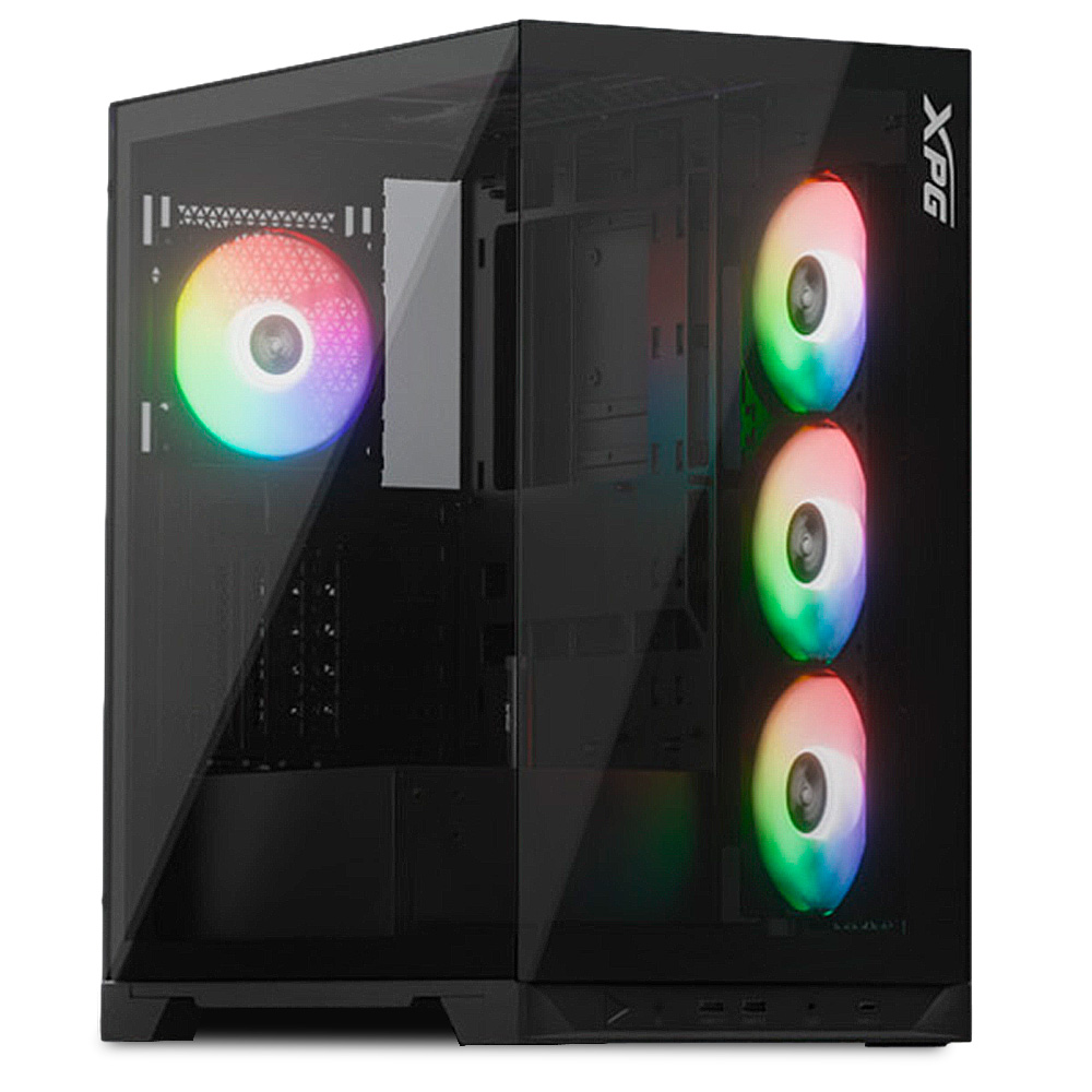 Gabinete XPG Invader X Black, Cristal Templado, ATX, USB 3.2, Audio HD, Incluye 5 Ventiladores, INVADERXMT-BKCWW