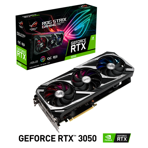 Tarjeta de Video Nvidia GeForce RTX 3050, Asus ROG STRIX OC LHR, ROG-STRIX-RTX3050-O8G-GAMING, 3 AÑOS DE GARANTIA NACIONAL