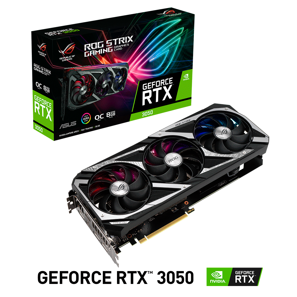 Tarjeta de Video Nvidia GeForce RTX 3050, Asus ROG STRIX OC LHR, ROG-STRIX-RTX3050-O8G-GAMING, 3 AÑOS DE GARANTIA NACIONAL