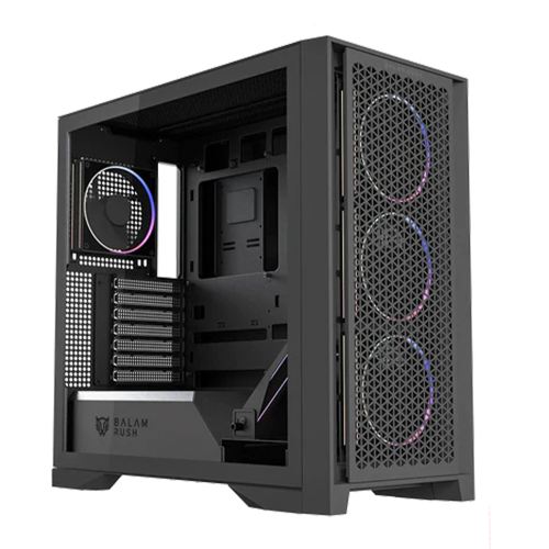 Gabinete Gamer BALAM RUSH CARBONO POLAR TWIN MATE 9900, ATX, Incluye 5 Ventiladores ARGB, Cristal Templado, Frente Intercambiable, Negro, BR-941457
