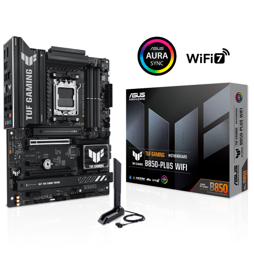 Tarjeta Madre ASUS TUF GAMING B850-PLUS WIFI, AM5, AMD B850, ATX, HDMI, ASUS WiFi Q-Antenna, Up to 256GB DDR5, TUF GAMING B850-PLUS WIFI
