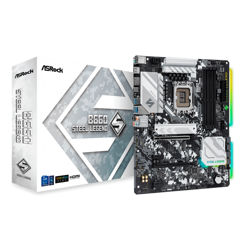 Tarjeta Madre, ASRock ATX B660 Steel Legend, Intel B660, Socket 1700, HDMI, 128GB DDR4 para Intel, B660 STEEL LEGEND