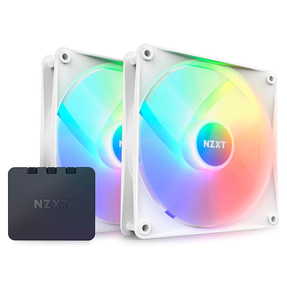 Kit 2 Ventiladores NZXT CORE F140 RGB, 140mm, Controlador de RGB, Rodamiento Dinámico Fluido, Blanco, RF-C14DF-W1