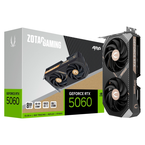 Tarjeta de Video Zotac NVIDIA GeForce RTX 5060 AMP, 8GB 128-bit GDDR7, PCI Express x8 5.0, ZT-B50600F-10M, RTXS50