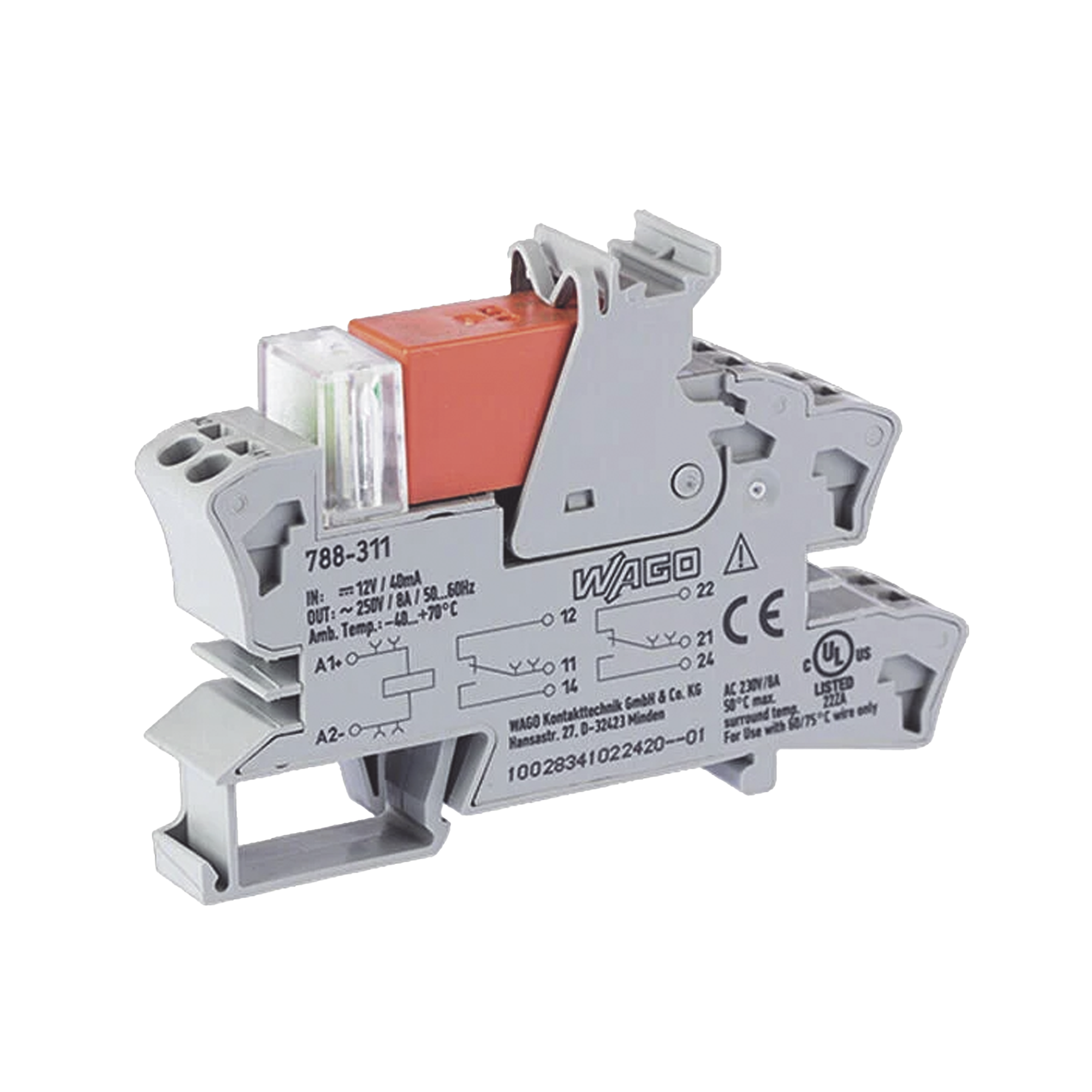 WAGO 788-311 Relé tensión nominal de entrada: 12 vcc; corriente límite 8A