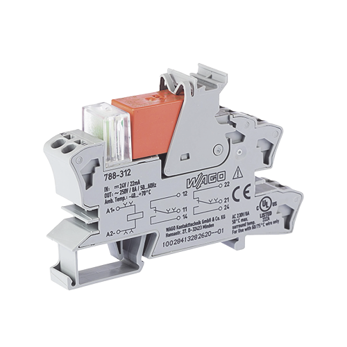 WAGO 788-312 Rele Tensión nominal de entrada: 24 VCC; 2 inversores; Corriente permanente límite 8 A