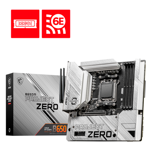 Tarjeta Madre MSI PB650M PROJECT ZERO, mATX, AM5, B650, HDMI, Up to 256GB DDR5, Back Connect, B650M PROJECT ZERO