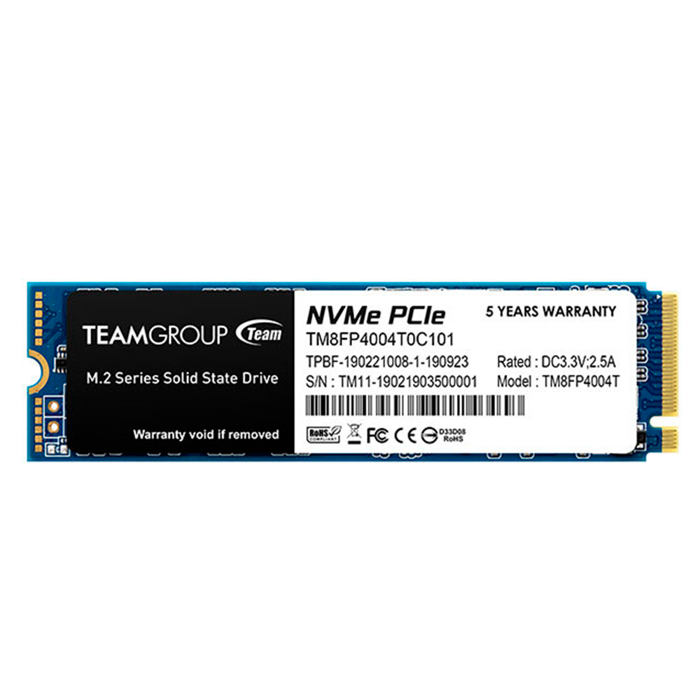 Unidad de Estado Sólido Team Group MP34 NVMe 4TB, PCI Express 3.0, M.2, TM8FP4004T0C101/ /MAX. 1 X CLIENTE