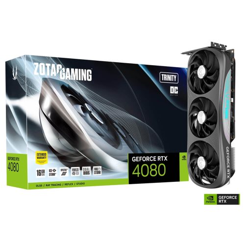 Tarjeta de Video NVIDIA GeForce RTX 4080 16GB, Zotac Gaming Trinity OC Geforce RTX 4080, 16GB, GDDR6X, PCI Express 4.0, ZT-D40810J-10P, 2 AÑOS DE GARANTIA NACIONAL