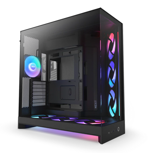 Gabinete NZXT H9 Flow RGB+ (2025), ATX Mid-Tower, Carcasa de Doble Cámara, Airflow para PC, Incluye 7 ventiladores RGB, Back Connect Compatible, Negro, CM-H92FB-P1