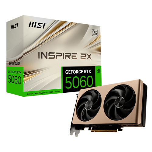 Tarjeta de Video MSI NVIDIA GeForce RTX 5060 INSPIRE 2X 8GB OC, 8GB 128-bit GDDR7, PCI Express x16 5.0, 912-V537-020, PROMSI