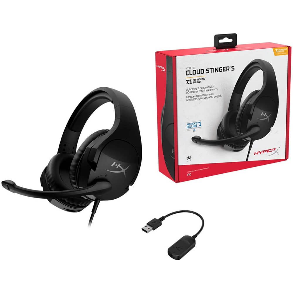 Diadema HyperX Cloud Stinger S 7.1 Canales con Microfono Alambrica Negro 1x3.5mm - 2x3.5mm y USB 7.1 GENUITY, PC, LAP, CONSOLAS, SMARTPHONE HHSS1S-AA-BK/G - Image 3