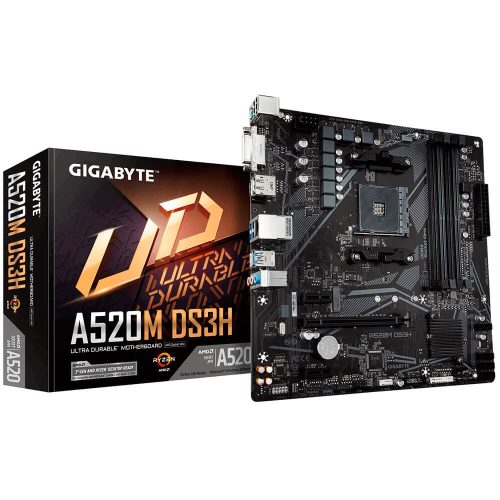 Tarjeta Madre Gigabyte A520M-DS3H, AM4, AMD RYZEN 3000 SERIES, Micro-ATX