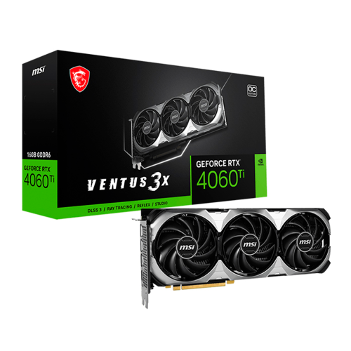 Tarjeta de video Nvidia MSI GeForce RTX 4060 Ti VENTUS 3X 8G OC, DLSS 3, RAY TRACING, REFLEX, STUDIO, GDDR6, GPU-MSI-RTX4060Ti-VENTUS3X/8G, 912-V515-040