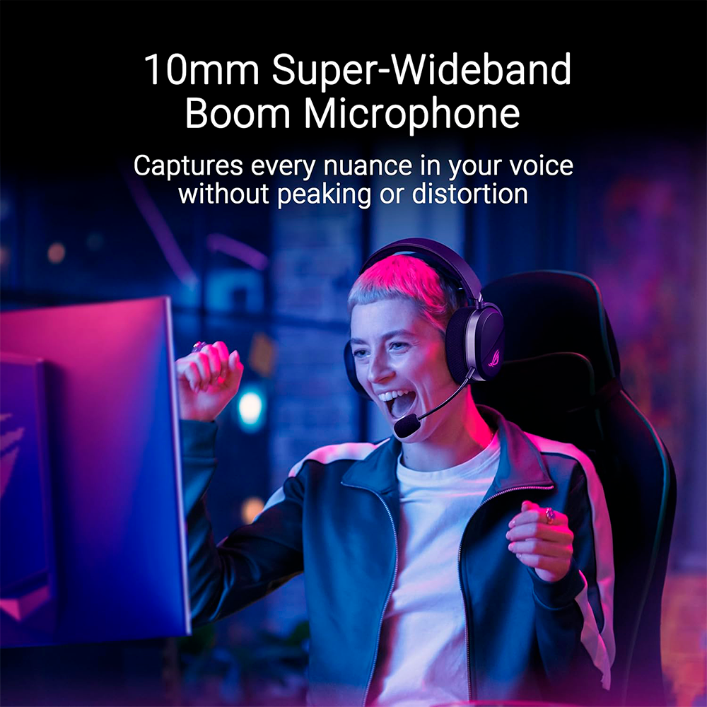 Diadema Gamer ASUS ROG PELTA, Wireless, ROG SpeedNova 2.4 GHz, USB-C, Ligeros, Micrófono de Banda Superancha de 10 mm, Blanco, A501 ROG PELTA/WHT/ NAVIDAD - Image 2