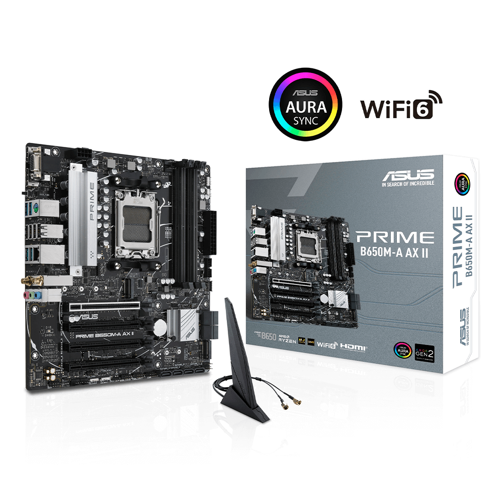 Tarjeta Madre ASUS Micro ATX PRIME B650M-A AX II, Socket AM5, AMD B650, HDMI, 128GB DDR5 para AMD, PRIME B650M-A AX II
