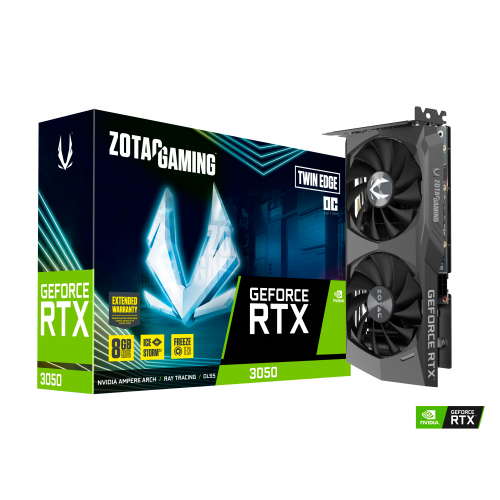 Tarjeta de Video Zotac NVIDIA GeForce RTX 3050 Twin, 8GB 128-bit GDDR6, PCI Express x8 4.0, ZT-A30500H-10M