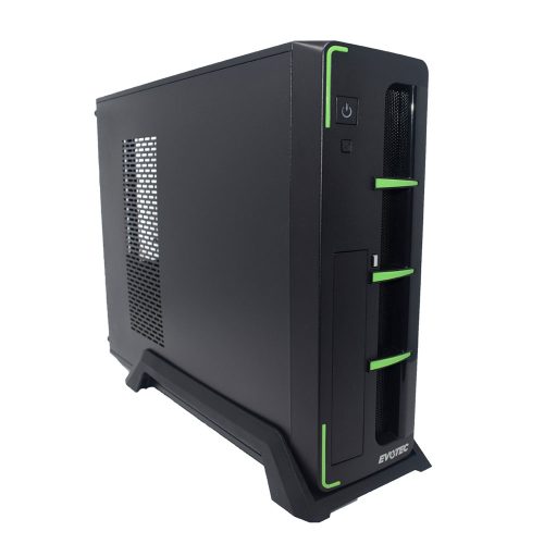 Gabinente Evotec ARUBA Verde, M-ATX, Negro, Slim, USB 3.0, Audio HD, EV-1010