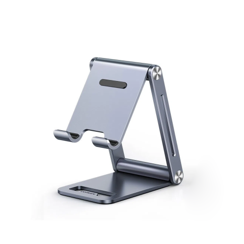 UGREEN 80708 Soporte para Teléfono Celular de Aluminio | Angulo Ajustable | Amplia Compatibilidad con dispositivos de 4.7» a 7.9» | Antideslizante | Antiarañazos | Plegable | Color Gris.