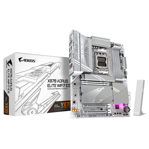 Tarjeta Madre Gigabyte X870 AORUS ELITE WIFI7 ICE, ATX, AM5, Up to 256GB DDR5, HDMI/DP, Reliable Audio, X870 AORUS ELITE WIFI7 ICE, PROMOGB