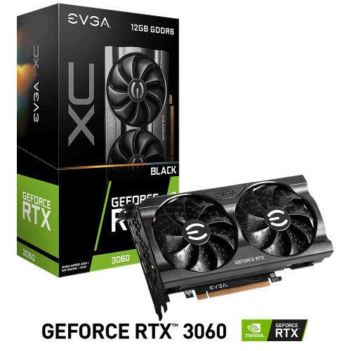 Tarjeta de Video Nvidia GeForce RTX 3060, 12GB GDDR6, EVGA XC BLACK LHR/ 12G-P5-3655-KR, 3 AÑOS DE GARANTIA