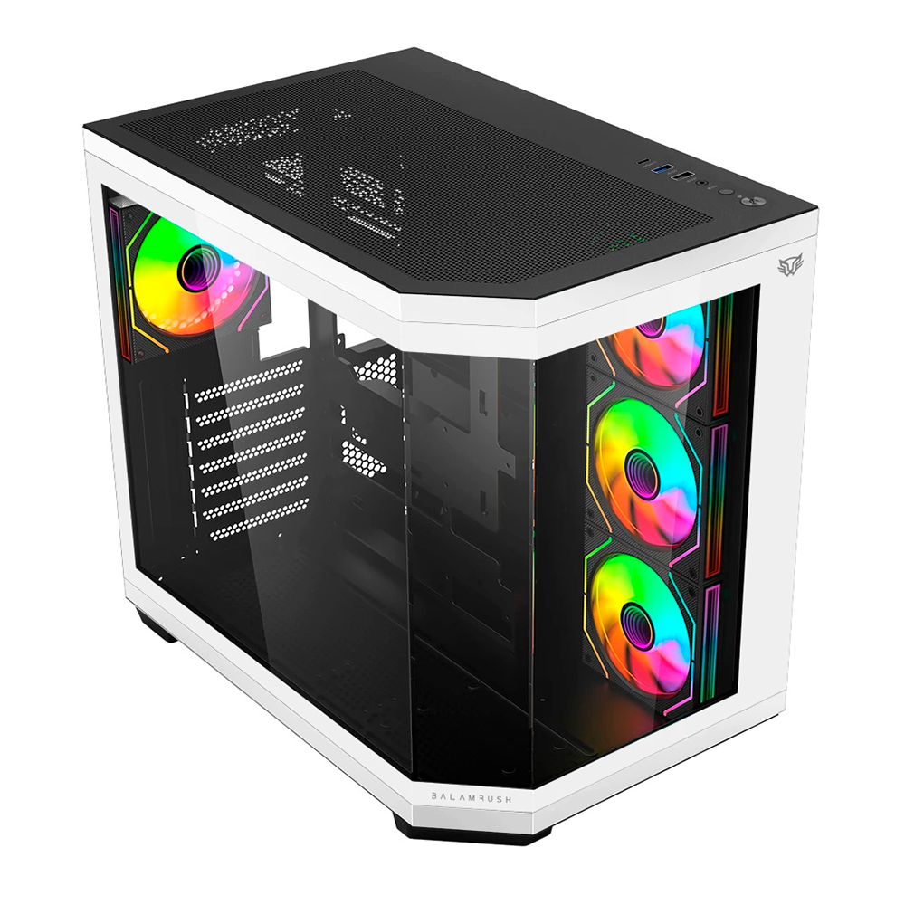 Gabinete Balam Rush Tank Master 9600 TB, Midi-Tower, ATX/Micro-ATX/ITX, Cristal Templado, USB 3.0/2.0, 3 Ventiladores RGB Instalados, Blanco con Negro, BR-938693 - Image 2