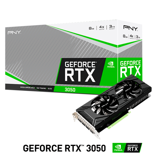 Tarjeta de Video Nvidia GeForce RTX 3050, PNY DUAL/ VCG30508DFMPB, 3 AÑOS DE GARANTIA NACIONAL