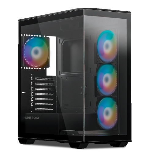 Gabinete Munfrost POLARIS, Cristal templado, ARGB, ATX-Micro ATX-Mini ITX, BLACK, 4 Ventiladores ARGB Incluidos, CGPOLARISBMFT/