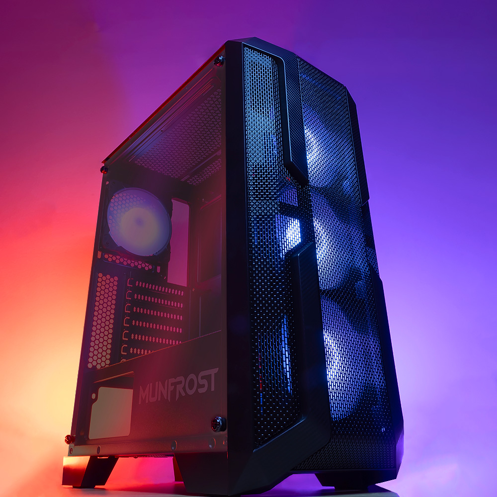 Gabinete Munfrost LUFT Negro, Cristal templado, ARGB Sync, Control de ventiladores, ATX - Micro ATX - Mini ITX, 4 Ventiladores ARGB incluidos/ - Image 8