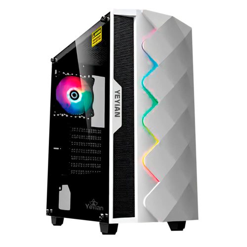 Gabinete Yeyian Abyss 2500 RGB White, ATX, Cristal Templado, Sin Fuente - Incluye 3 Ventiladores ARGB 120mm Frontal - YGA-49702
