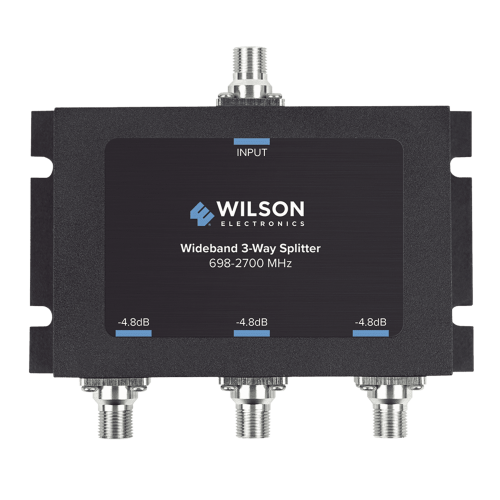 WILSONPRO, WEBOOST 850-035 Divisor de potencia de 3 vías para la distribución de señal a tres antenas de servicio | 4.8 dB de pérdida por puerto | Conectores F hembra