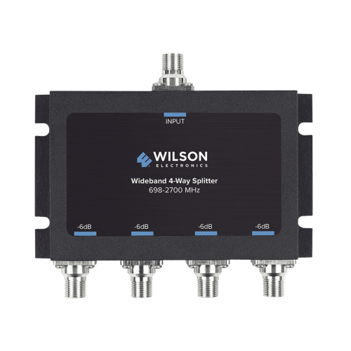 WILSONPRO, WEBOOST 850-036 Divisor de potencia de 4 vías para la distribución de señal a dos antenas de servicio | 6 dB de pérdida por puerto | Conectores F hembra