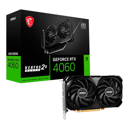 Tarjeta de Video MSI NVIDIA GeForce RTX 4060 VENTUS 2X BLACK 8G OC, 8GB, 128-bit GDDR6, PCI Express 4.0, 912-V516-012