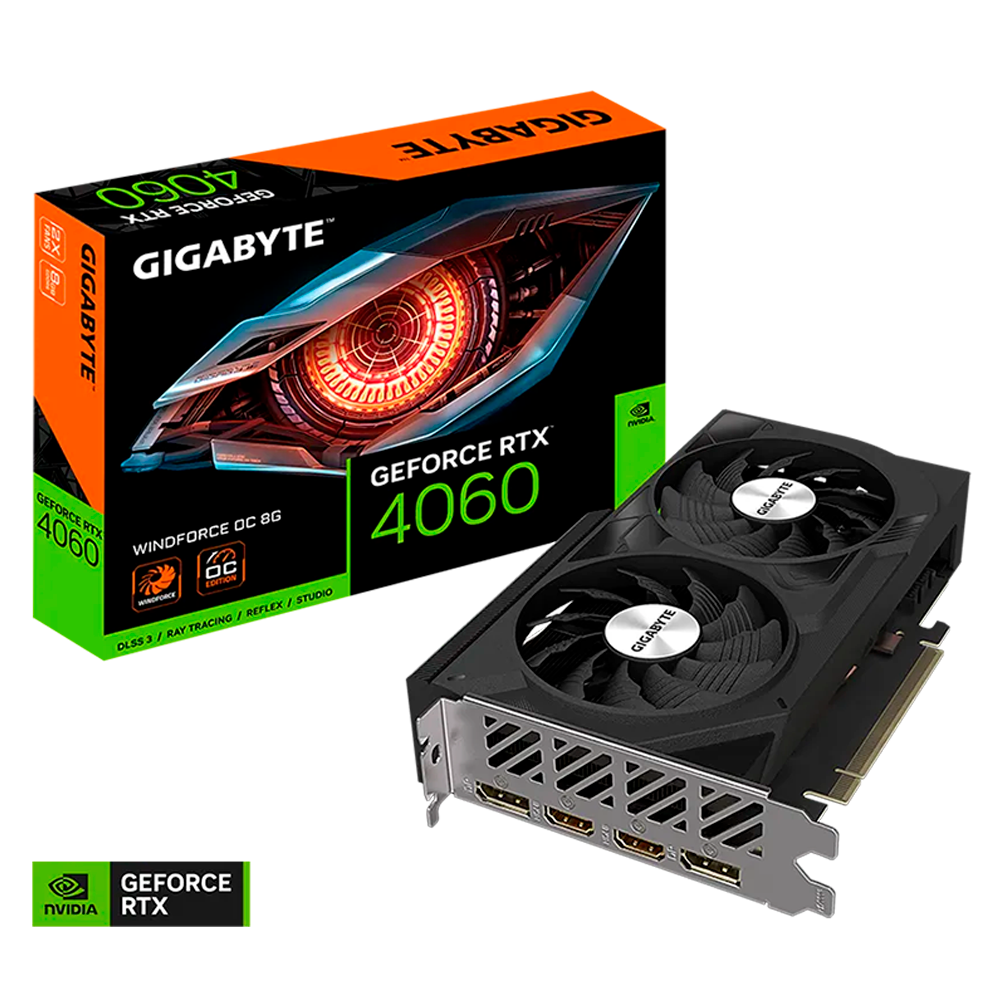 Tarjeta de Video Gigabyte NVIDIA GeForce RTX 4060 WINDFORCE OC, 8GB, GDDR6, 128bit, PCI-E 4.0, GV-N4060WF2OC-8GD