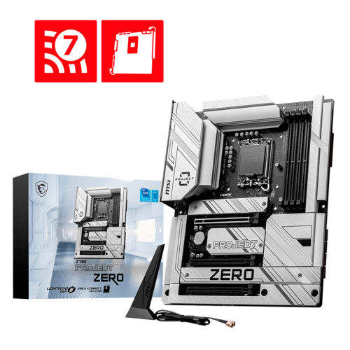 Tarjeta Madre MSI Z790 Project Zero, LGA1700, DDR5, PCIe 5.0, M.2, LAN de 2.5Gbps, USB 3.2 Gen2, Wi-Fi 7, ATX, Back Connect, Z790 PROJECT ZERO/
