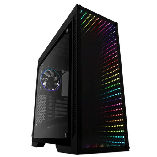 Gabinete Game Factor CSG601 LED RGB Infinity Mirror, E-ATX, Sin Fuente, Frontal Cristal Templado
