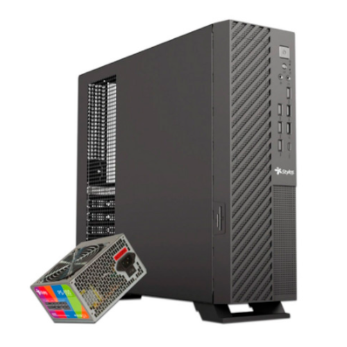 Gabinete Stylos Mince Slim, Mini-Tower, Micro-ATX, USB 2.0/3.0, Con Fuente de 550W, Negro, STGAMN1B